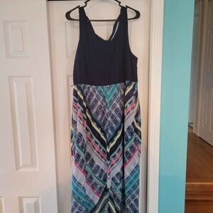 Maurices Blue and Green Halter Sundress With Removable Belt Size 3